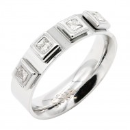 Stainless Steel With Clear Color CZ 5MM Rings, Size 9
