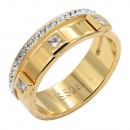 Gold Plated Stainless Steel With Multi Color CZ 7MM Rings, Size 9