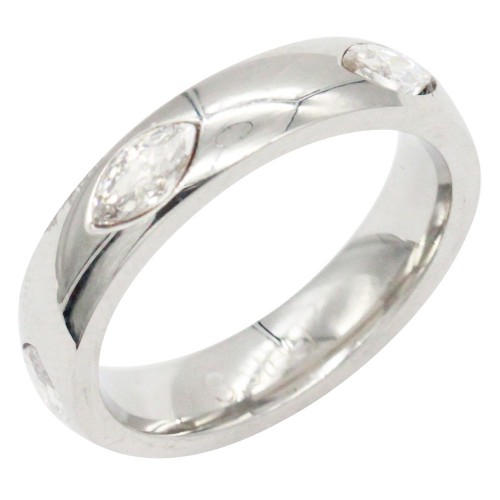 Stainless Steel With Clear Color CZ 5MM Rings, Size 9