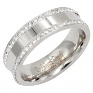 Stainless Steel With Clear Color CZ 6MM Rings