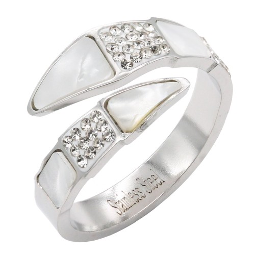 Stainless Steel With Clear Color CZ 4MM Rings, Size 9
