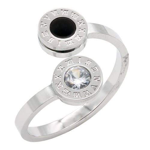 Stainless Steel With Clear CZ 2.5MM Rings, Size 9