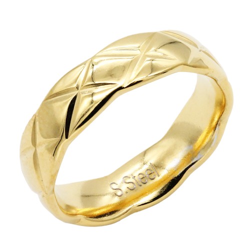 Gold Plated Stainless Steel With Clear CZ 5.5MM Rings, Size 9