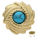 Gold Plated Turquoise  Stainless Steel  Adjustable Rings