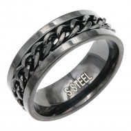 Black Tone Stainless Steel Men's Rings. Size 9