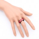 Black Tone Stainless Steel Men's Ring. Red Color. Size 9