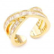 Gold Plated Adjustable X Rings with Cubic Zirconia