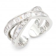 Rhodium Plated Adjustable X Rings with Cubic Zirconia