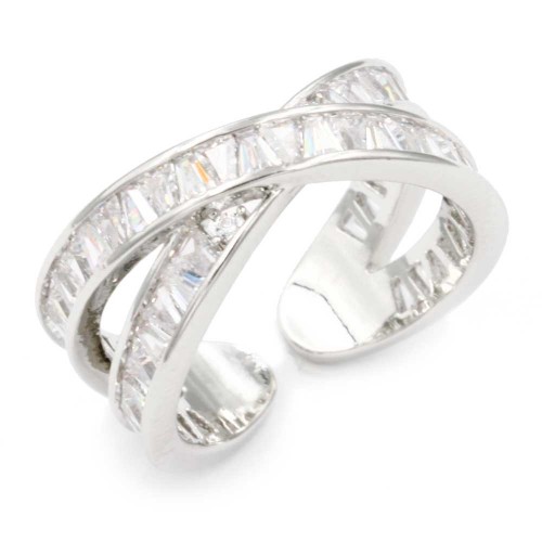 Rhodium Plated Adjustable X Rings with Cubic Zirconia