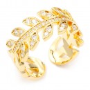Gold Plated Adjustable Vine Rings with Cubic Zirconia