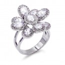 Gold Plated Flower Adjustable Rings with Clear CZ