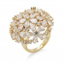Gold Plated With Clear CZ Adjustable Ring