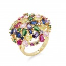 Gold Plated Multi-Color Adjustable CZ Ring
