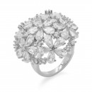 Rhodium Plated With Clear CZ Adjustable Ring