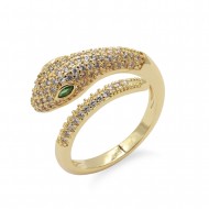 Gold Plated With Clear CZ Adjustable Snake Rings