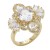 Gold-Plated-With-Clear-CZ-Vintage-Floral-Adjustable-Rings-Gold