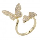 Rhodium Plated With Clear CZ Butterfly Adjustable Rings