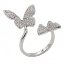 Gold Plated With Clear CZ Butterfly Adjustable Rings