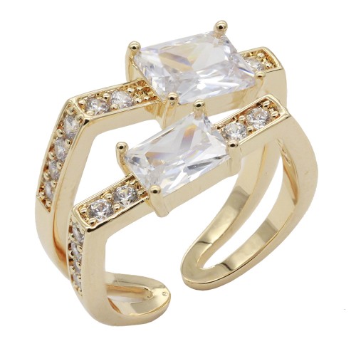Gold Plated With Clear CZ Adjustable Rings