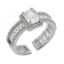 Rhodium Plated With Clear CZ Adjustable Rings