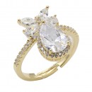 Gold Plated With Clear CZ Adjustable Rings