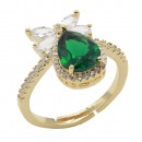 Gold Plated With Green CZ Adjustable Rings