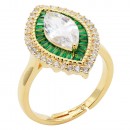 Gold Plated With Clear Marquise CZ Adjustable Rings