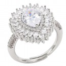 Rhodium Plated With Clear CZ Pear Shaped Adjustable Rings