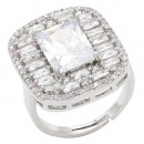 Rhodium Plated With Clear CZ Radiant Shaped Adjustable Rings