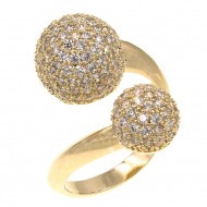 Gold Plated With Clear CZ Double ball Adjustable Rings