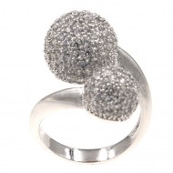 Rhodium Plated With Clear CZ Double ball Adjustable Rings