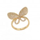 Rhodium Plated With Clear CZ Adjustable Butterfly Rings