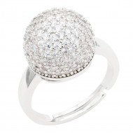 Rhodium Plated With Clear CZ Adjustable Rings