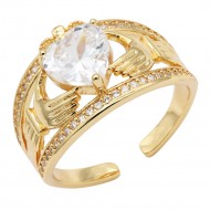 Gold Plated With Clear CZ Adjustable Rings