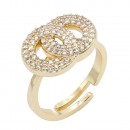 Rhodium Plated With Clear CZ Adjustable Rings