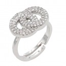 Rhodium Plated With Clear CZ Adjustable Rings