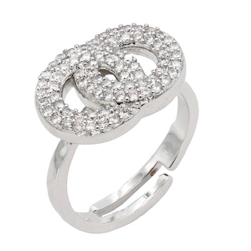 Rhodium Plated With Clear CZ Adjustable Rings