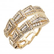 14K Gold Plated With Clear CZ Adjustable Sneak Rings