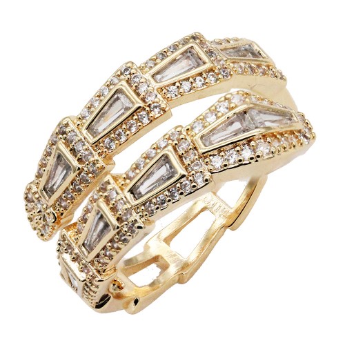 14K Gold Plated With Clear CZ Adjustable Sneak Rings 14K Gold Plated With Clear CZ Adjustable Sneak Rings