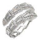 Rhodium Plated With Clear CZ Adjustable Sneak Rings