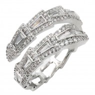 Rhodium Plated With Clear CZ Adjustable Sneak Rings