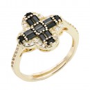 Gold Plated with Black CZ Adjustable Rings