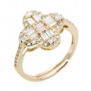 Gold Plated with Black CZ Adjustable Rings