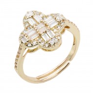 Gold Plated Clear CZ Adjustable Rings