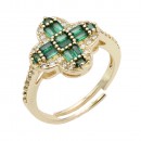 Gold Plated with Black CZ Adjustable Rings