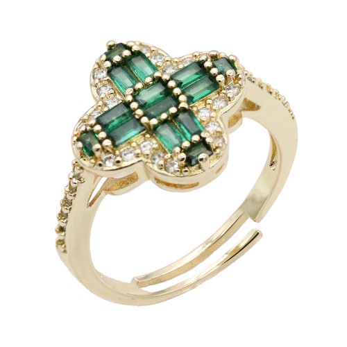 Gold Plated Green CZ Adjustable Rings
