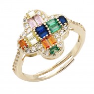 Gold Plated Multi CZ Adjustable Rings