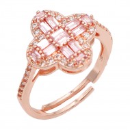 Rose Gold Plated Pink CZ Adjustable Rings