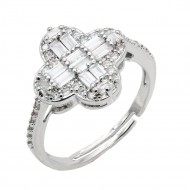 Rhodium Plated Clear CZ Adjustable Rings