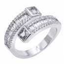 Rhodium Plated With Clear CZ Adjustable Sneak Rings